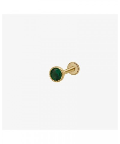 14K Solid Gold Milgrain Gemstone Bezel Single Stud Earring for Cartilage Tragus Helix Tragus CZ Stud with 2mm 2.5mm 3mm Top I...