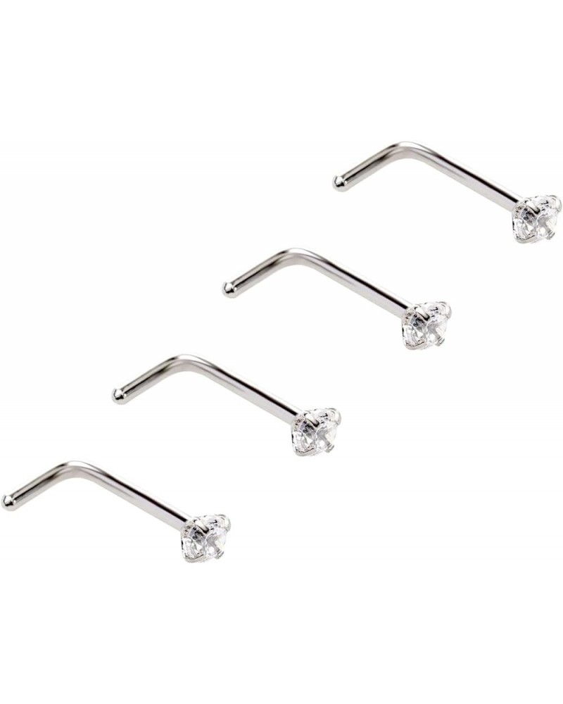 4Pcs Nose Rings 20G Nose Screw Studs Surgical Steel Piercing Jewelry Lshape,4pcs,silver,2mm $5.89 Body Jewelry