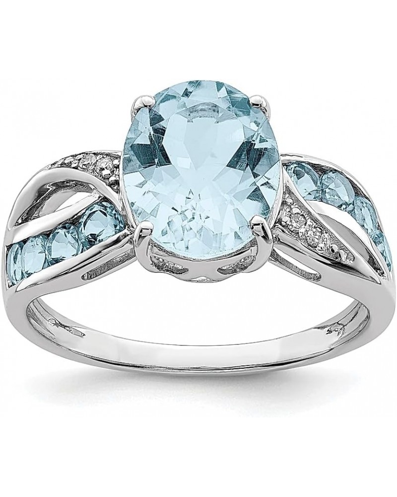 925 Sterling Silver Diamond Gemstone Ring 925 Sterling Silver - Blue Topaz - Size 7 $53.05 Rings