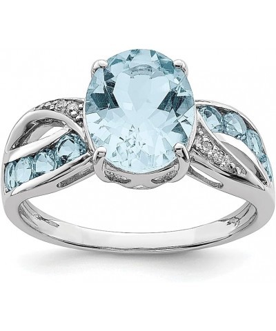 925 Sterling Silver Diamond Gemstone Ring 925 Sterling Silver - Blue Topaz - Size 7 $53.05 Rings