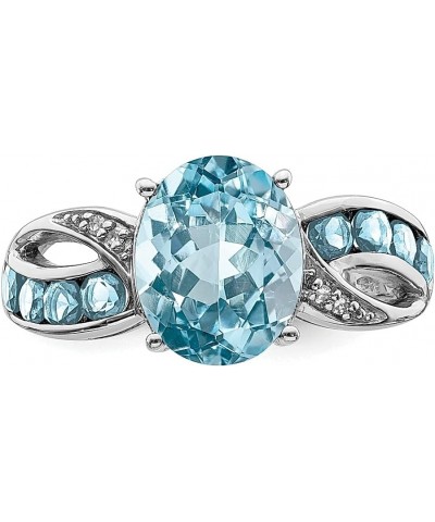 925 Sterling Silver Diamond Gemstone Ring 925 Sterling Silver - Blue Topaz - Size 7 $53.05 Rings