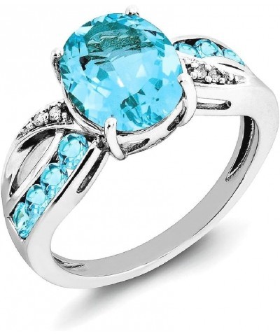 925 Sterling Silver Diamond Gemstone Ring 925 Sterling Silver - Blue Topaz - Size 7 $53.05 Rings