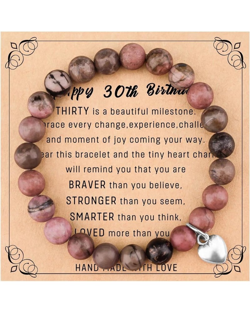 13/16/18/21/30/40/50/60/70/80th Birthday Gifts for Women, Funny Natural Stone Heart Bracelets Gifts for Women,Teen, Girls, He...