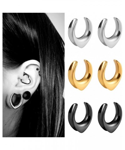 2PCS Saddle Plugs Hypoallergenic Open Ear Gauges Tunnels 316 Stainless Steel Earrings Expander Piercing Stretchers Fashion Bo...