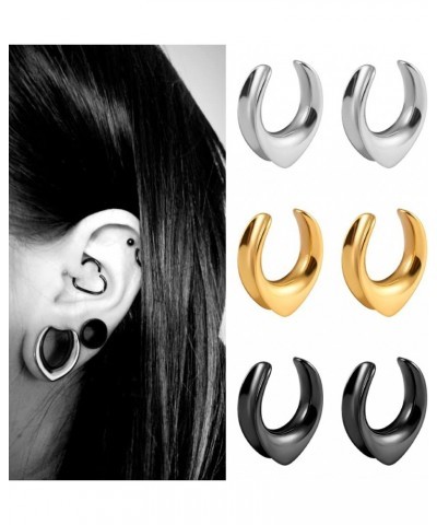 2PCS Saddle Plugs Hypoallergenic Open Ear Gauges Tunnels 316 Stainless Steel Earrings Expander Piercing Stretchers Fashion Bo...