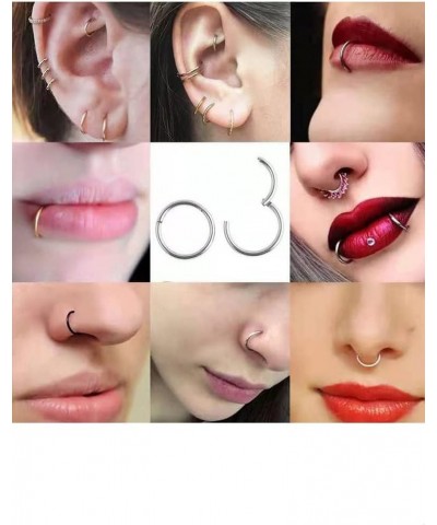 5Pcs Surgical Stainless Steel 16G 18G Sleeper Small Hoop Earrings for Women Men Boys Girls Septum Hinged Clicker Nose Lip Rin...