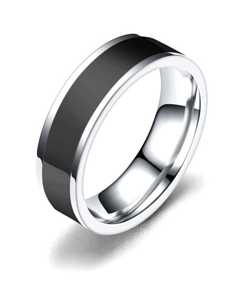 Fashion Stainless Steel Epoxy Band Ring Black White $6.88 Rings