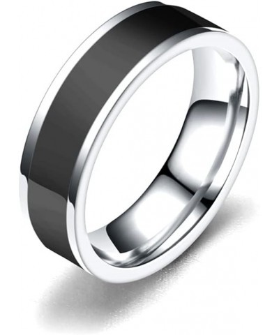 Fashion Stainless Steel Epoxy Band Ring Black White $6.88 Rings