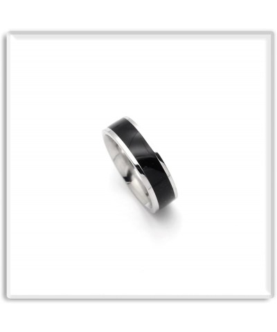 Fashion Stainless Steel Epoxy Band Ring Black White $6.88 Rings