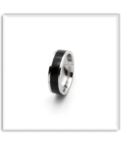 Fashion Stainless Steel Epoxy Band Ring Black White $6.88 Rings