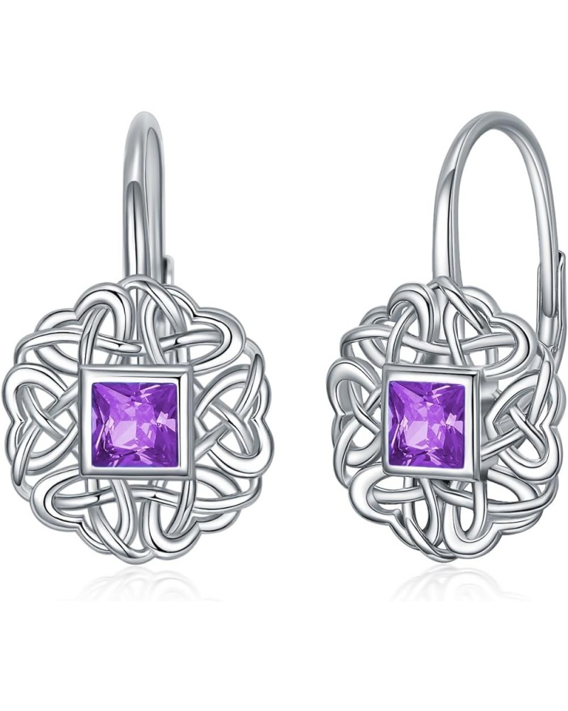 Birthstone Earrings Celtic Knot Earrings 925 Sterling Silver Heart Jewelry Birthday Gifts for Girls Teens Women CT-2 $22.41 E...