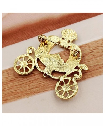 Stunning Gold Tone Opens AB Crystal Accent Pumpkin Carriage Pin Brooch Fair Tale Jewelry $8.00 Brooches & Pins