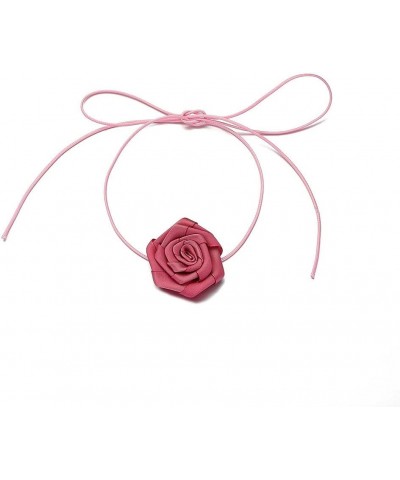 Retro Rose Flower Choker Necklace Banderole Weave Flower Rose Collarbone Chain Clavicle Necklace for Women Girls Y2K Accessor...