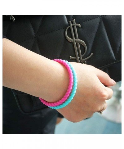 Braided Silicone Bracelets Colorful Rubber Bracelets for Girls Women Rings Bangles Skin Safe Comfortable Fit 5 Colors Pack $1...