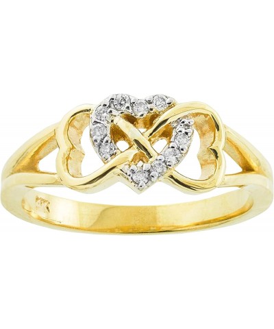 14K Yellow Gold 1/15 Cttw Diamond Accented Triple Heart Infinity Celtic Knot Band Engagement Ring (J-K Color, I1-I2 Clarity) ...