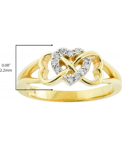 14K Yellow Gold 1/15 Cttw Diamond Accented Triple Heart Infinity Celtic Knot Band Engagement Ring (J-K Color, I1-I2 Clarity) ...