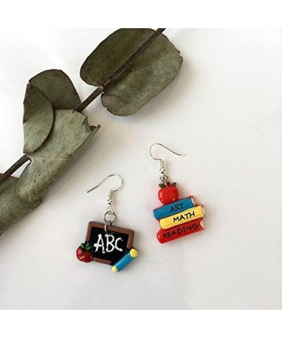 Creative Blackboard Book Pencil Ruler Dangle Earrings Funny Asymmetric Back to School Earrings for Women Girls Student Teache...