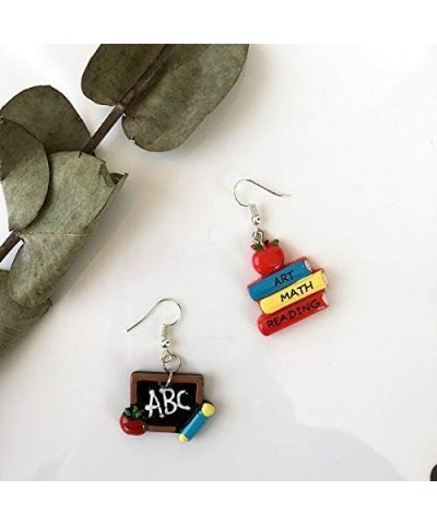 Creative Blackboard Book Pencil Ruler Dangle Earrings Funny Asymmetric Back to School Earrings for Women Girls Student Teache...