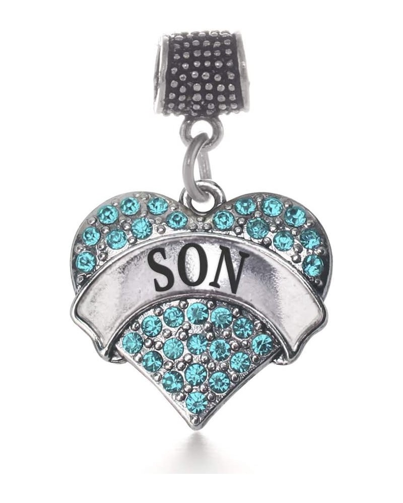 Silver Pave Heart Charm for Bracelet with Cubic Zirconia Jewelry Son Aqua $10.99 Bracelets