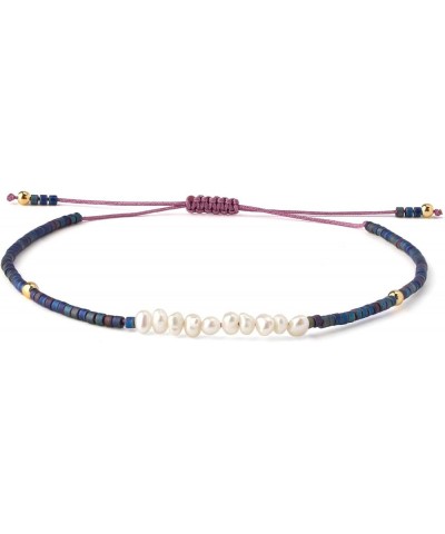 Womens Pearl Bracelet Friendship Irregular Pearl Bracelet Handmade Tiny Miyuki Beaded Strand Bracelet New Dark Blue R $10.82 ...