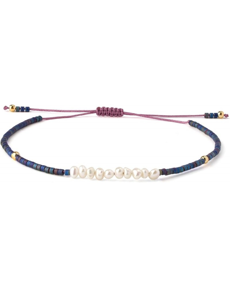 Womens Pearl Bracelet Friendship Irregular Pearl Bracelet Handmade Tiny Miyuki Beaded Strand Bracelet New Dark Blue R $10.82 ...