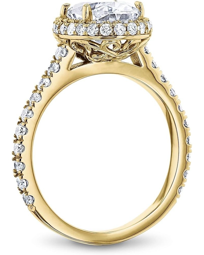 Oval Moissanite Drop Halo Ring Yellow Gold $668.52 Rings