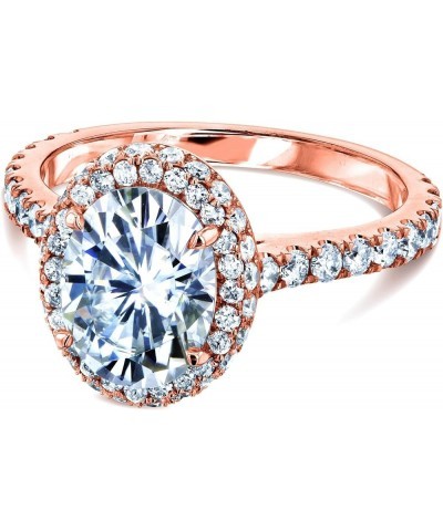 Oval Moissanite Drop Halo Ring Yellow Gold $668.52 Rings