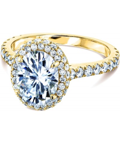 Oval Moissanite Drop Halo Ring Yellow Gold $668.52 Rings