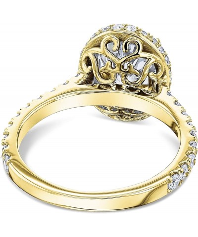 Oval Moissanite Drop Halo Ring Yellow Gold $668.52 Rings