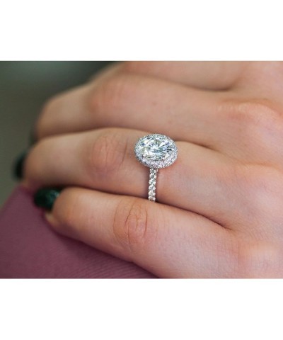 Oval Moissanite Drop Halo Ring Yellow Gold $668.52 Rings