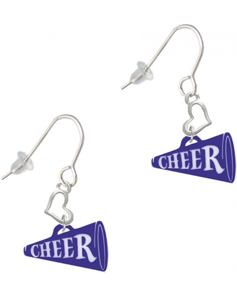 Acrylic 3/4" Cheer Megaphone Small Heart French Earrings Navy $10.75 Earrings