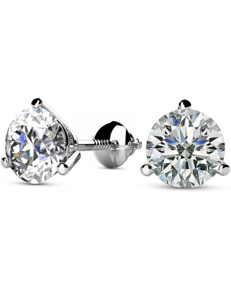 IGI Certified LAB-GROWN Round Diamond Earrings 3 Prong Screw Back Ultra Premium Collection (E-F Color, SI1-SI2 Clarity) 1.75 ...