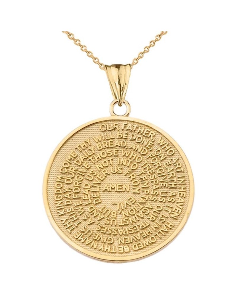 Fine 14k Yellow Gold Lord's Prayer Transcription Medallion Necklace 20.0 Inches $171.99 Necklaces