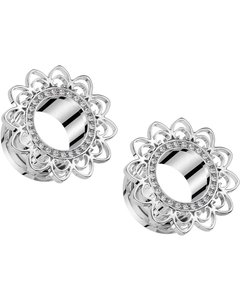 316L Stainless Steel Heart Filigree with CZ Crystal Paved Rim Screw Fit Tunnels, Sold as a Pair 16mm (5/8") $11.75 Body Jewelry