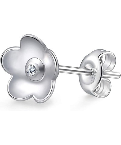 950 Platinum Cute Diamond Stud Single Earring for Women 92111E (Sold Single Not Pair) Flower $54.00 Earrings