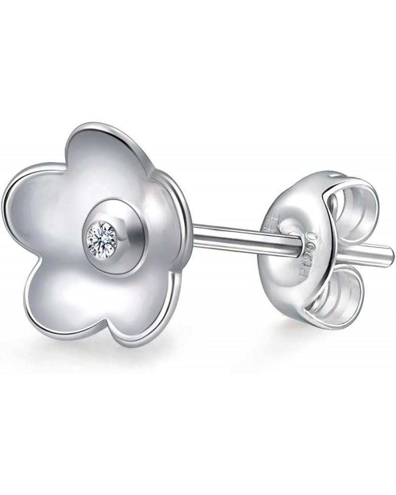 950 Platinum Cute Diamond Stud Single Earring for Women 92111E (Sold Single Not Pair) Flower $54.00 Earrings